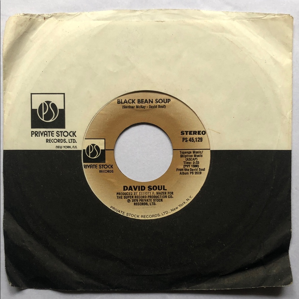 David Soul Vinyl 45 Record Black Bean Soup/Don’t Give Up On Us ‘76